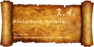 Königsberg Antónia névjegykártya